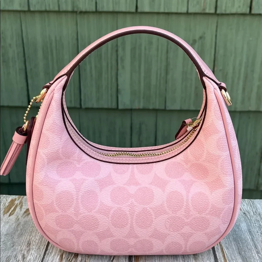Coach Carmen Mini Crossbody Bag In Signature Canvas Powder Pink Purse
